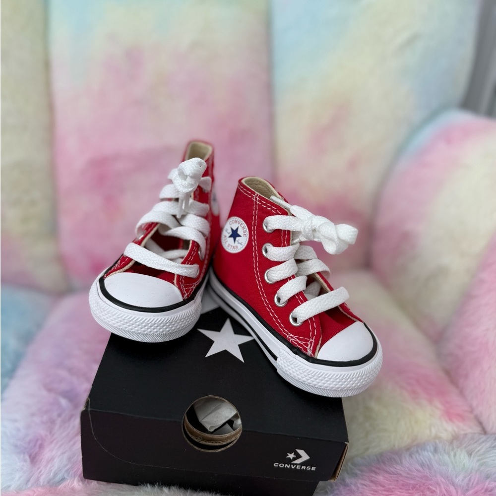 Converse Kids' Red High-Tops with White Accents